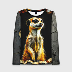 Лонгслив женский Сурикат на черном, цвет: 3D-принт