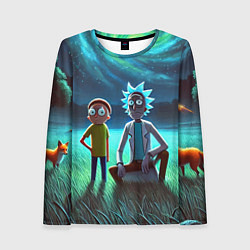 Лонгслив женский Рик и Морти на поляне - нейроарт, цвет: 3D-принт