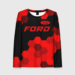 Лонгслив женский Ford - red gradient посередине, цвет: 3D-принт