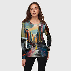 Лонгслив женский Улица в стиле экспрессионизм, цвет: 3D-принт — фото 2