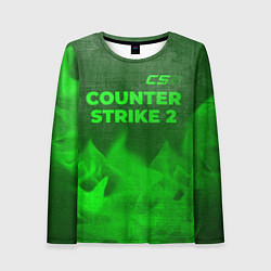 Лонгслив женский Counter Strike 2 - green gradient посередине, цвет: 3D-принт