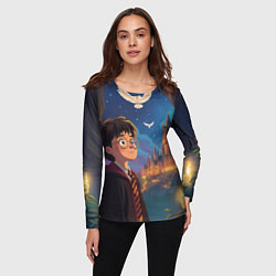 Лонгслив женский Удивленный Гарри Поттер и сова, цвет: 3D-принт — фото 2