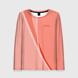 Лонгслив женский Sport персиковый с полосой, цвет: 3D-принт