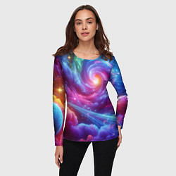 Лонгслив женский Neon space fantasy, цвет: 3D-принт — фото 2
