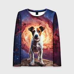 Женский лонгслив Фокстерьер в космосе
