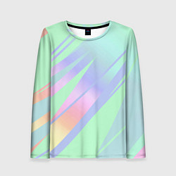 Женский лонгслив Светлый зелёный мятный с полосами градиент