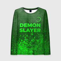 Лонгслив женский Demon Slayer - green gradient посередине, цвет: 3D-принт