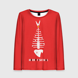 Лонгслив женский Merry Christmas - skeleton fish, цвет: 3D-принт