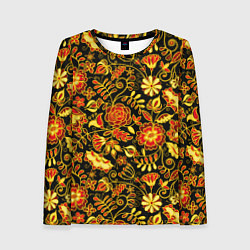 Женский лонгслив Цветочный золотой узор