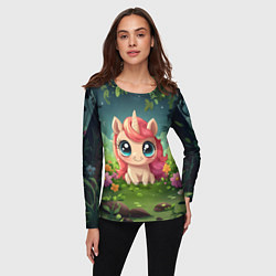 Лонгслив женский Рыжая единорожка, цвет: 3D-принт — фото 2