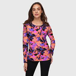 Лонгслив женский Абстрактные цветы - текучая краска, цвет: 3D-принт — фото 2