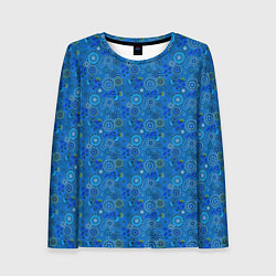 Женский лонгслив Этнический синий деревенский абстрактный узор