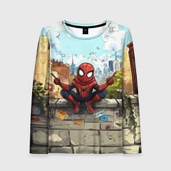 Лонгслив женский Маленький человек-паук в городе, цвет: 3D-принт