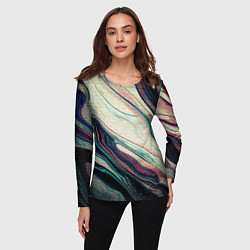 Лонгслив женский Абстракция тёмные краски с текстурой, цвет: 3D-принт — фото 2