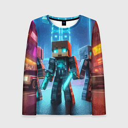 Лонгслив женский Minecraft - ai art neon glow, цвет: 3D-принт