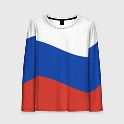 Женский лонгслив Флаг России волной
