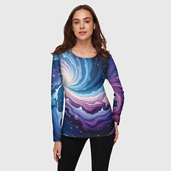 Лонгслив женский Космическая волна, цвет: 3D-принт — фото 2