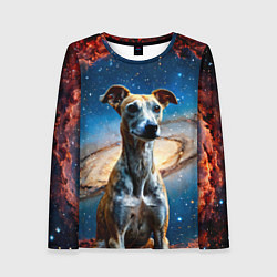 Лонгслив женский Уиппет в космосе, цвет: 3D-принт