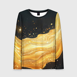 Лонгслив женский Золотистая материя на черном фоне, цвет: 3D-принт
