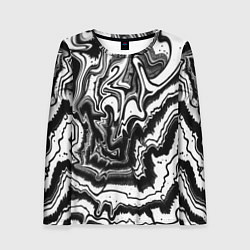 Женский лонгслив Закрученные волны - чб абстракция