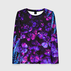 Лонгслив женский Флуоресцентные цветы, цвет: 3D-принт