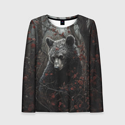 Лонгслив женский Бурый мишка в дремучем лесу, цвет: 3D-принт