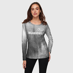 Лонгслив женский Subaru - grey gradient посередине, цвет: 3D-принт — фото 2