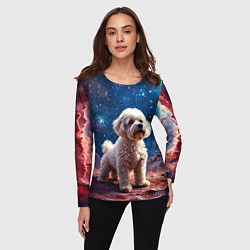 Лонгслив женский Бишон в космосе, цвет: 3D-принт — фото 2