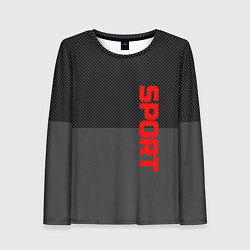 Лонгслив женский Sport красными на сером, цвет: 3D-принт