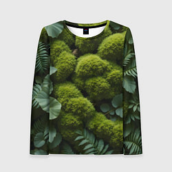 Лонгслив женский Зеленый мох и листья, цвет: 3D-принт