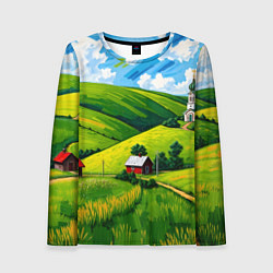 Женский лонгслив Русская деревенька