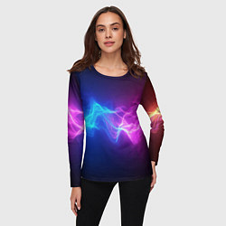 Лонгслив женский Звуковая волна неоновый узор, цвет: 3D-принт — фото 2
