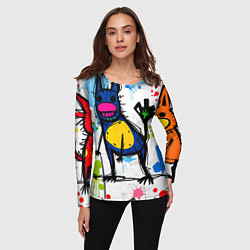 Лонгслив женский Веселые зверята, цвет: 3D-принт — фото 2