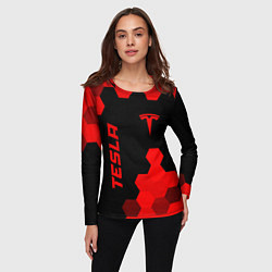 Лонгслив женский Tesla - red gradient вертикально, цвет: 3D-принт — фото 2