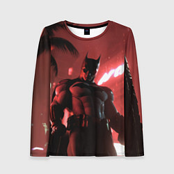 Лонгслив женский Бэтмен красный ночной город, цвет: 3D-принт