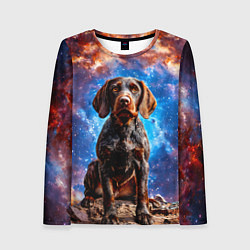 Лонгслив женский Дратхаар в космосе, цвет: 3D-принт