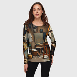 Лонгслив женский Мастерская художника, цвет: 3D-принт — фото 2