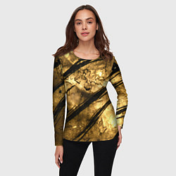 Лонгслив женский Золото с черной текстурой, цвет: 3D-принт — фото 2