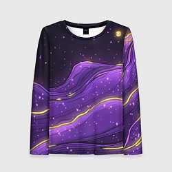 Лонгслив женский Фиолетовая текстура с золотыми звездочками, цвет: 3D-принт