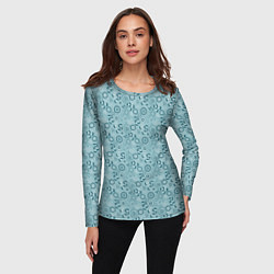 Лонгслив женский Бирюзовый деревенский узор ретро, цвет: 3D-принт — фото 2