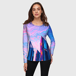 Лонгслив женский Абстракция с небоскребами, цвет: 3D-принт — фото 2
