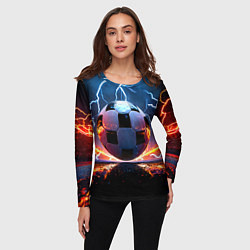 Лонгслив женский Футбольный мяч в молниях, цвет: 3D-принт — фото 2