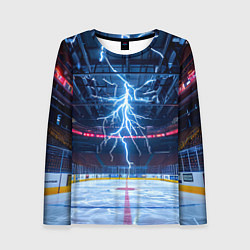 Лонгслив женский Удар молнии в хоккейную площадку, цвет: 3D-принт