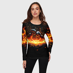 Лонгслив женский Кикбоксеркие перчатки в огне, цвет: 3D-принт — фото 2