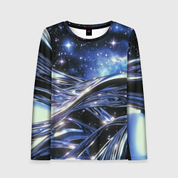 Лонгслив женский Закрученные линии и звезды - космическая абстракци, цвет: 3D-принт