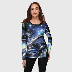 Лонгслив женский Закрученные линии и звезды - космическая абстракци, цвет: 3D-принт — фото 2
