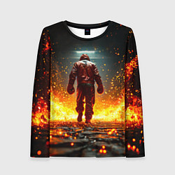 Лонгслив женский Боксер в огне, цвет: 3D-принт