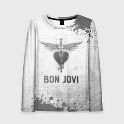 Лонгслив женский Bon Jovi - white gradient, цвет: 3D-принт