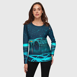 Лонгслив женский BMW неоновый фон, цвет: 3D-принт — фото 2