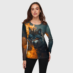 Лонгслив женский Злой волк в огне, цвет: 3D-принт — фото 2
